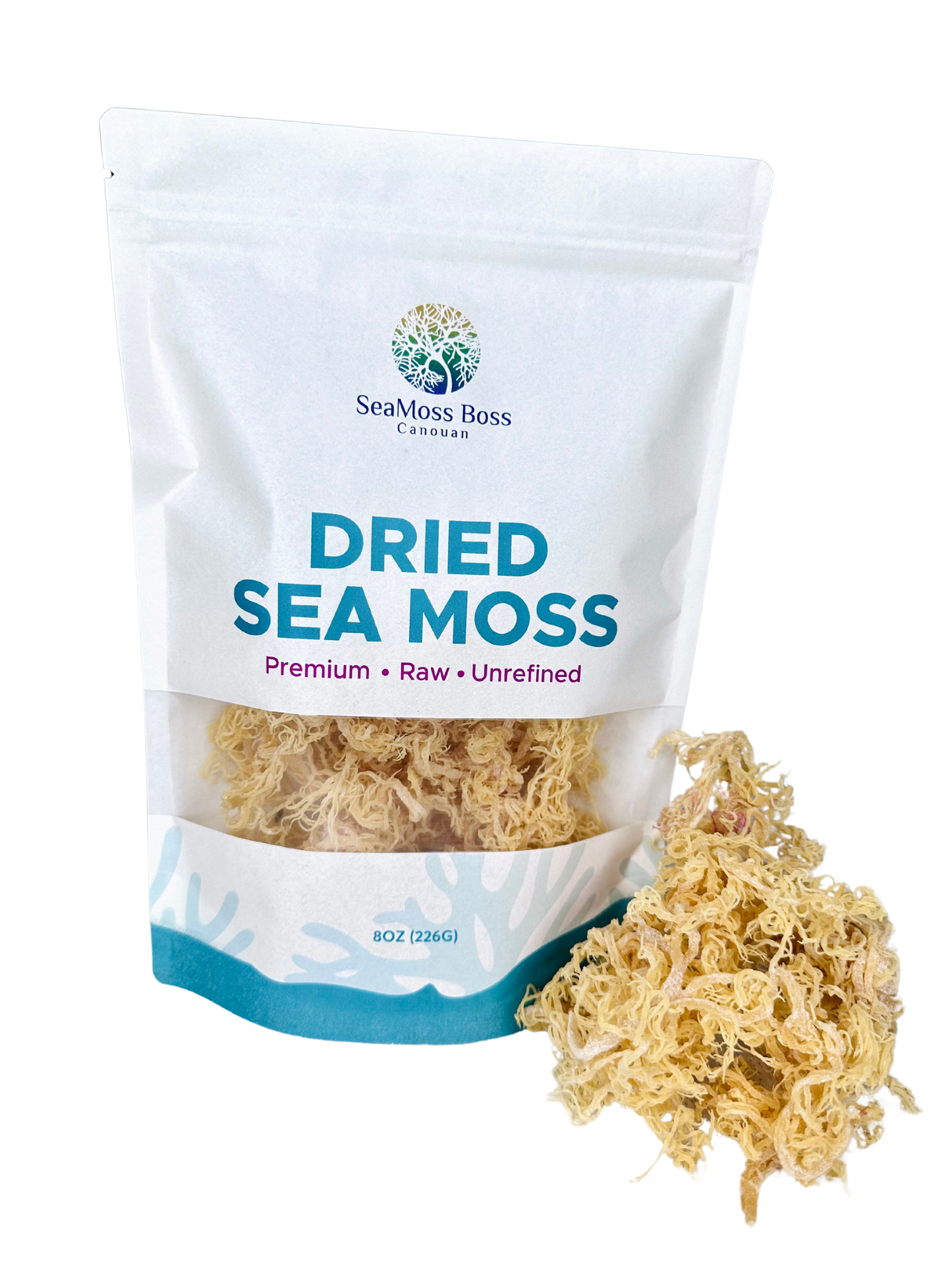 SeaMoss Boss Canouan | Dried Gold sea Moss | Ocean harvested and Sun-Dried in The Remote Grenadine Islands | Easy to use | Makes 60oz sea Moss Gel